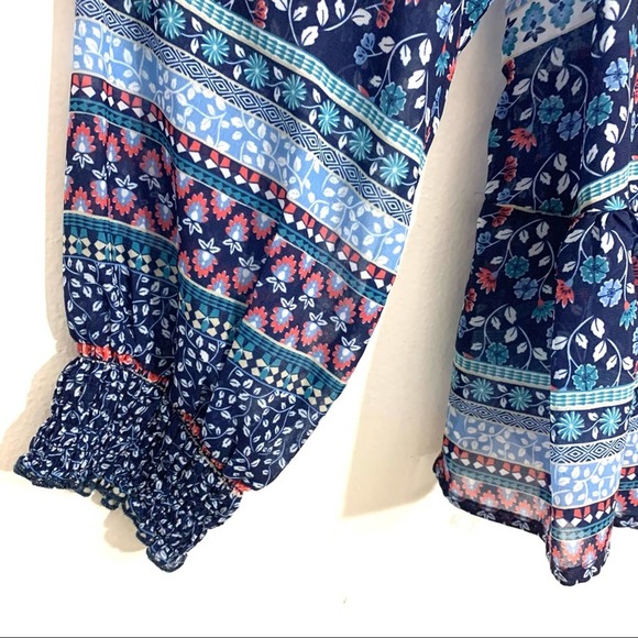 Design365  Bohemian Tunic Blouse floral flowy casual top Saksoff5th  size L - Picture 7 of 10